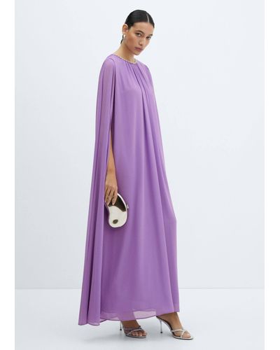 Mango Sleeve Slit Dress - Purple
