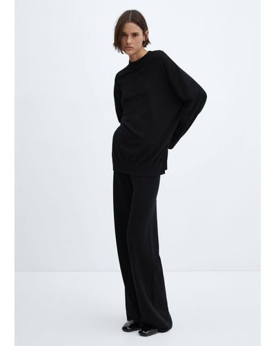 Mango Knitted Wideleg Trousers - Black