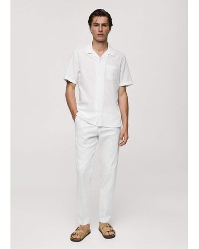 Mango Regular-fit 100% Seersucker Cotton Shirt - White