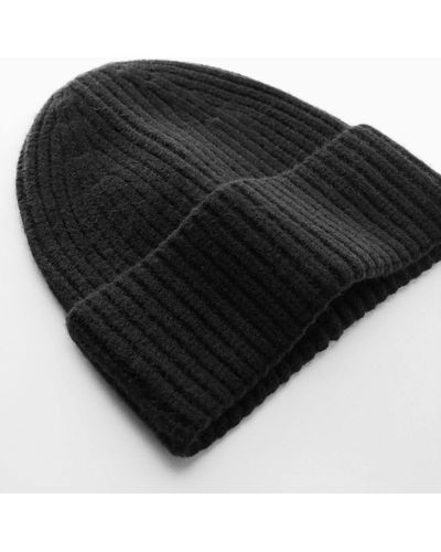 Mango Knitted Wool-blend Cap - Black