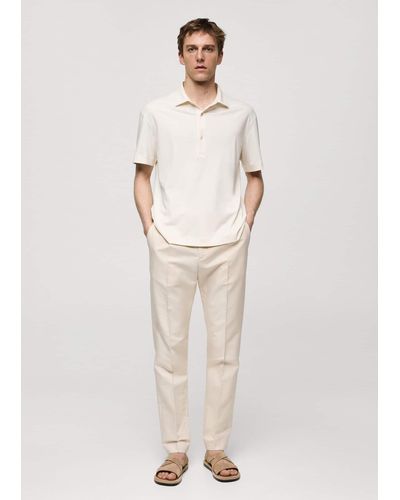 Mango 100% Cotton Slim-fit Polo Shirt - Natural