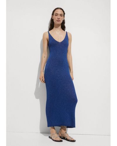 Mango Lurex Knit Dress Vibrant - Blue