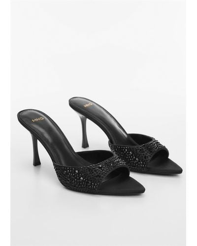 Mango Heeled Sandals With Rhinestone Detail - Black