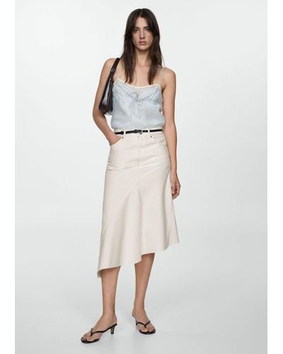 Mango Asymmetrical Denim Skirt Off - Natural