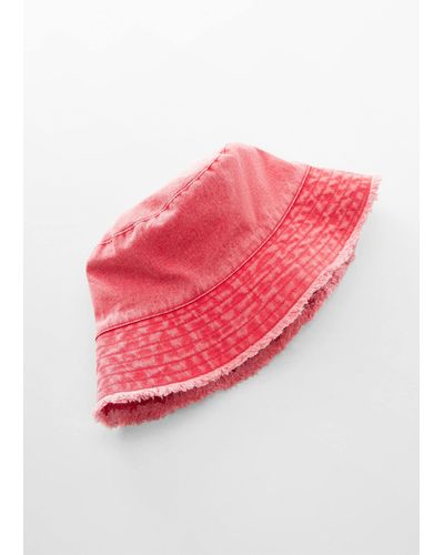 Mango Frayed Bucket Hat - Pink