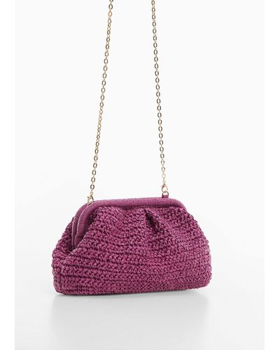 Mango Rattan Clutch Bag - Purple