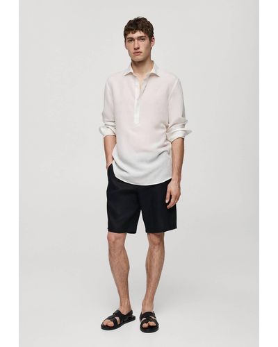 Mango Relaxed-fit Linen Shirt Off - White