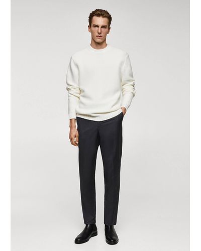 Mango Knitted Jumper With Ribbed Details Off - White