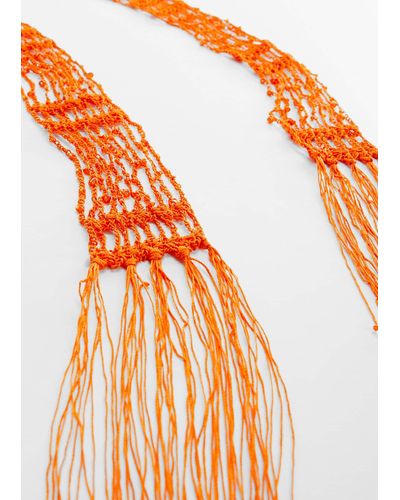 Mango Fine Scarf With Crystal Beads - Orange