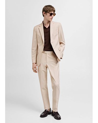 Mango Stretch Fabric Slim-fit Suit Jacket - White