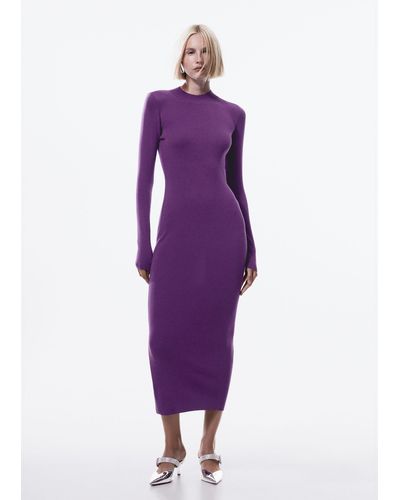 Mango Knit Long Dress - Purple