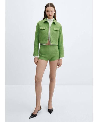 Mango Tweed Shorts - Green