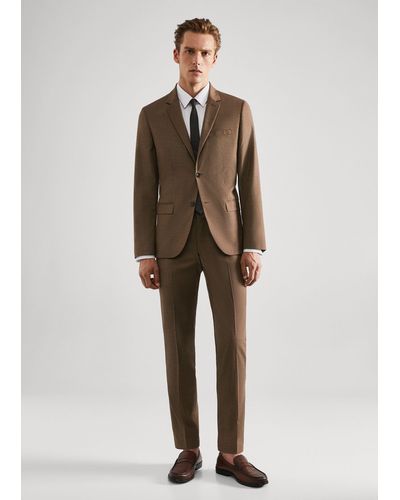 Mango Stretch Fabric Super Slim-fit Suit Trousers - Natural