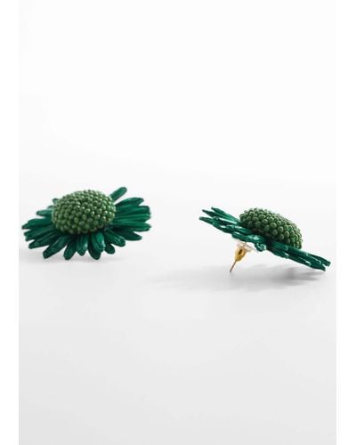 Mango Flowers Raffia Earrings - Green