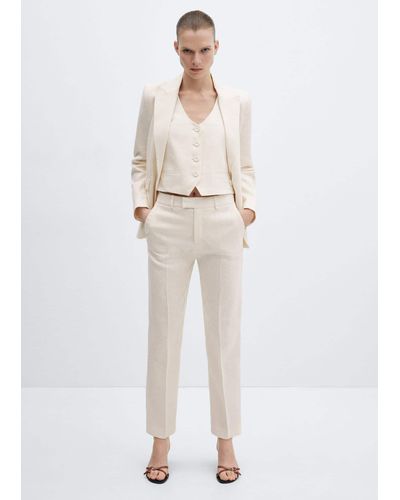 Mango Linen Suit Waistcoat - White