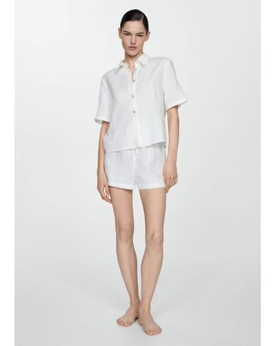 Mango Linen Pyjama Shirt - White