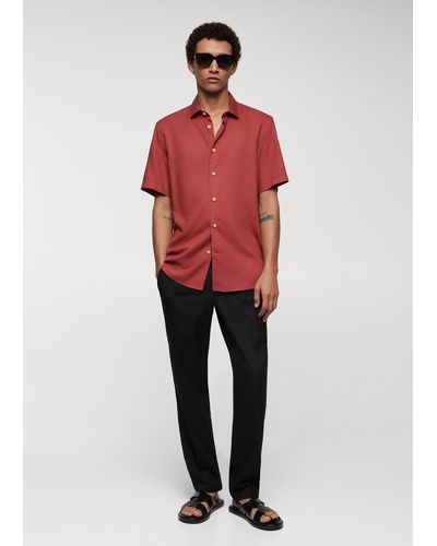 Mango Classic-fit Short Sleeved Shirt - Red