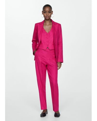 Mango Blazer Suit 100% Linen - Pink