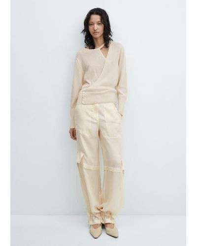 Mango Pullover Crossover With Slit Detail - Natural