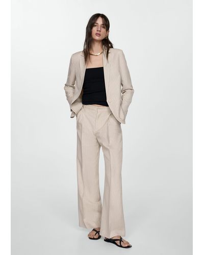 Mango Striped Suit Trousers - White