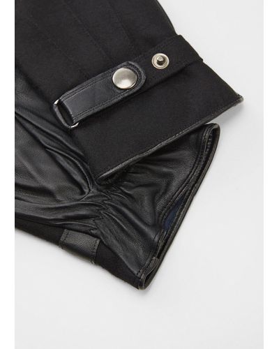 Mango Wool-blend Lining Leather Gloves - Black