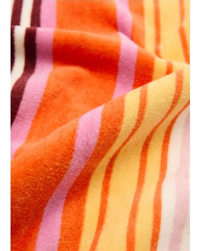 Mango 100% Cotton Striped Beach Towel - Orange