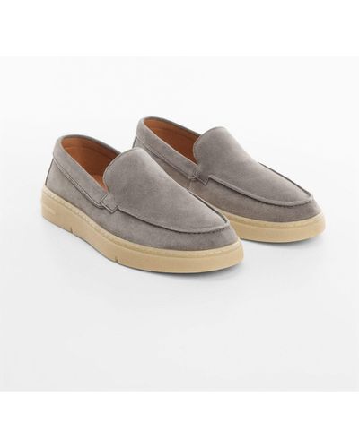 Mango Split Leather Shoes - Grey