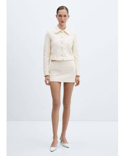 Mango Textured Cotton Skirt - White