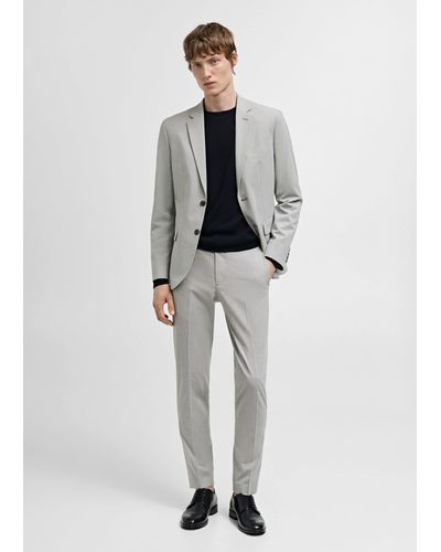 Mango Stretch Fabric Super Slim-fit Suit Trousers - White
