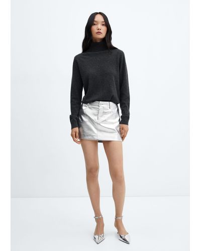 Mango Metallic Leather-effect Mini-skirt - Black