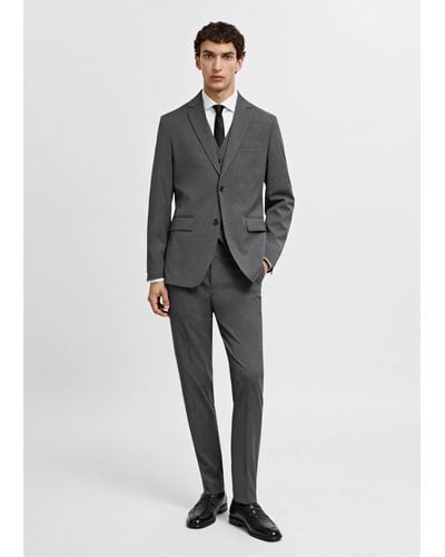 Mango Stretch Fabric Slim-fit Suit Trousers - Grey