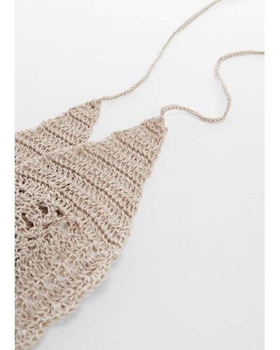 Mango Crochet Belt With Bow - Natural