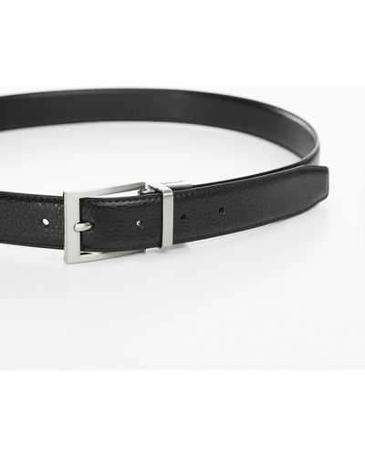 Mango Pebbled Leather Belt - Black