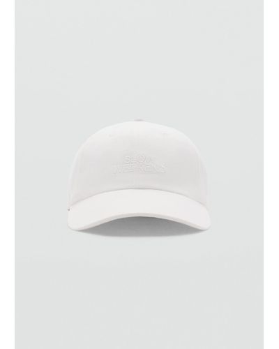Mango Embroidered Message Cap - White