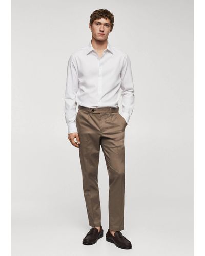 Mango Slim-fit Cotton Structured Shirt - Grey