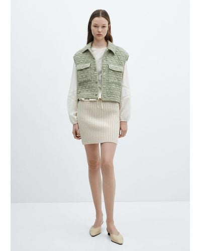 Mango Quilted Gilet With Buttons Pastel - Green