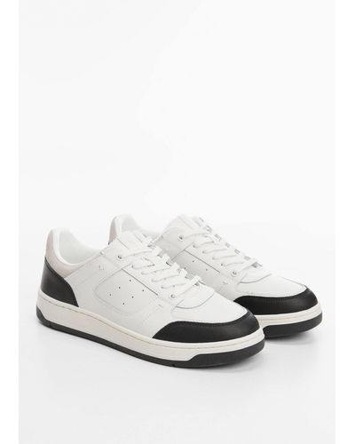 Mango Combined Leather Trainers - White