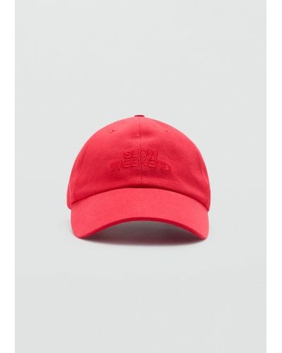 Mango Embroide Message Cap - Red
