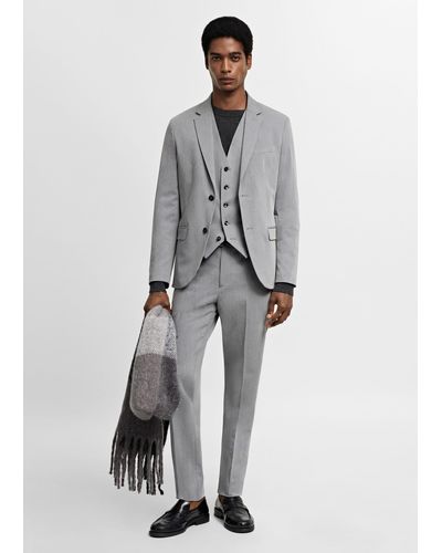 Mango Super Slim-fit Stretch Fabric Suit Waistcoat - Grey