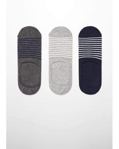 Mango 3-pack Of Striped Design Socks - Blue