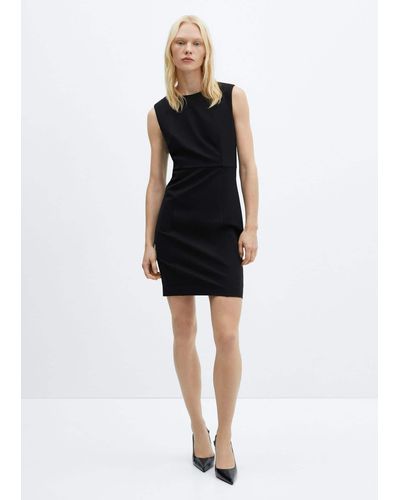 Mango Roma-knit Sleeveless Dress - Black