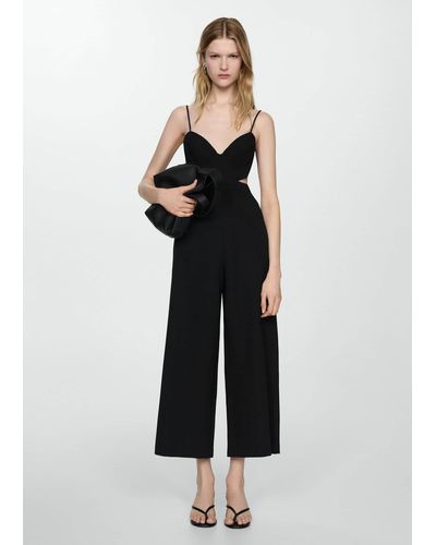 Mango Jumpsuit With Straps And Side Slits - Black