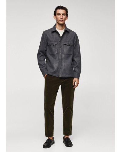 Mango Corduroy Slim-fit Trousers With Drawstring - Blue