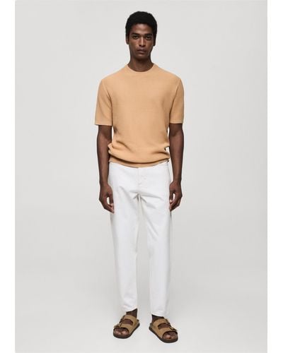 Mango Ribbed Knit T-shirt - White