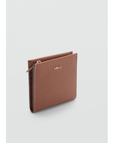 Mango Embossed Wallet With Logo - White