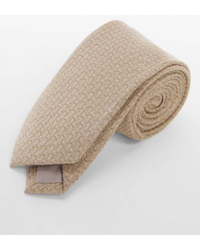 Mango Cotton And Linen Structured Tie - Natural