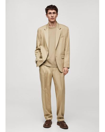 Mango Regular Fit Suit Blazer - Natural