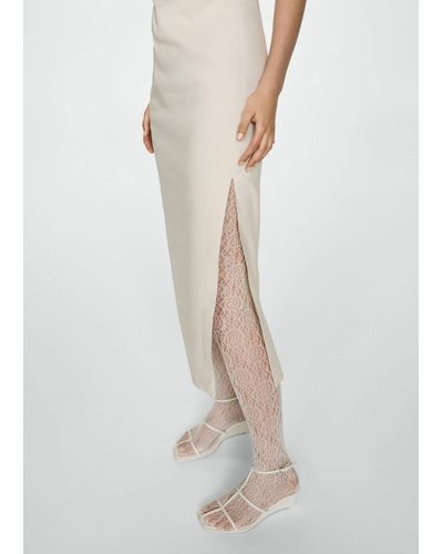 Mango Lace-design Stockings - White