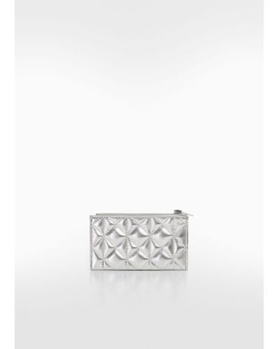 Mango Quilted Purse With Logo - White