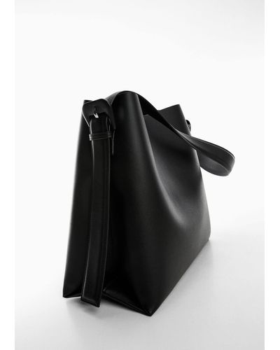 Mango Shopper Bag With Buckle - Black